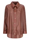 Khrisjoy Aura Perforated Leather Shirt In Brown