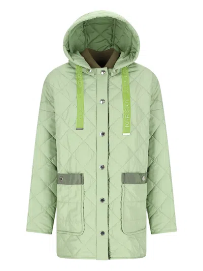 Khrisjoy Aura Quilted Hooded Jacket In Green