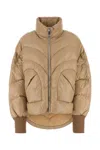 Khrisjoy Quilted High Collar Down Jacket With Side Pockets In Brown