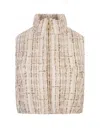 Khrisjoy Beige Tweed Joy Cropped Vest In White