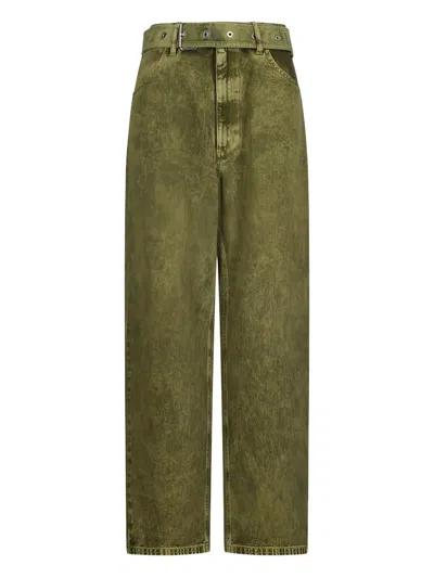 Khrisjoy Belted Acid-wash Trousers In Green