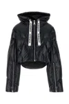 Khrisjoy 'khris' Black Cropped Down Jacket With Logo Detail In Tech Fabric Woman