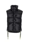 Khrisjoy Black Nylon Sleeveless Puff Shiny Jacket In Black