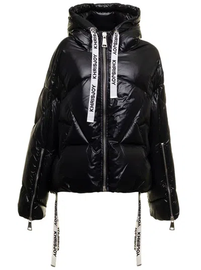 Khrisjoy Black 'puff Khris Iconic' Oversized Down Jacket With Hood In Polyester Woman