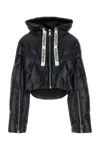 Khrisjoy 'khris' Black Cropped Down Jacket With Logo Detail In Tech Fabric Woman In Black