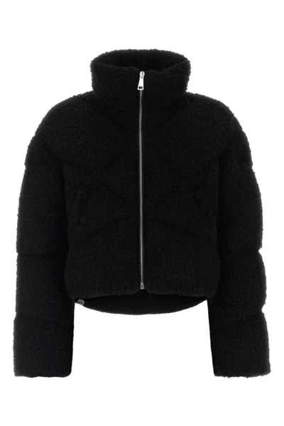 KHRISJOY WOMEN BLACK TEXTURED HIGH COLLAR JACKET