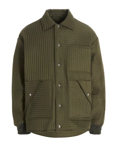 KHRISJOY CHORE QUILTED STRIPES DOWN JACKET
