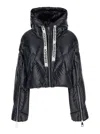 Khrisjoy 'khris' Black Cropped Down Jacket With Logo Detail In Tech Fabric Woman