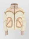 Khrisjoy Corazon Shearling Trim Quilted High Collar Jacket