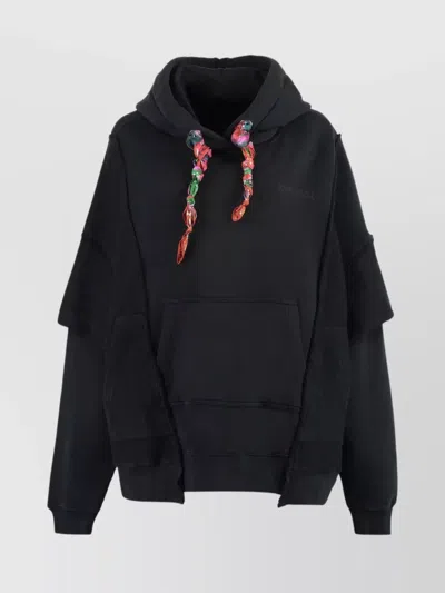 KHRISJOY COTTON HOODIE WITH ASYMMETRIC HEM