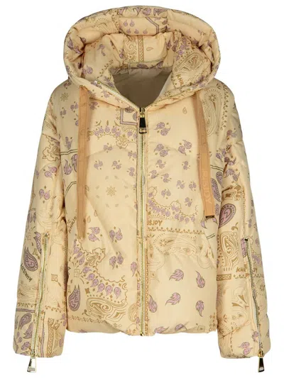 KHRISJOY KHRISJOY 'CROP BANDANA' PINK POLYESTER BLEND DOWN JACKET