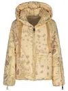 Khrisjoy 'crop Bandana' Pink Polyester Blend Down Jacket In Beige