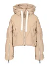 Khrisjoy Crop Iconic Milano Puffer In Mat Nylon Coats Beige In Brown