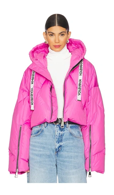 Khrisjoy Crop Iconic Puffer Jacket In 버블검