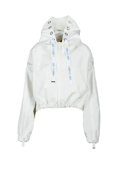 Khrisjoy Cropped Polyester Coat - White In Neutral