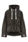 Khrisjoy Black Down Jacket With Branded Drawstring In Dark Brown