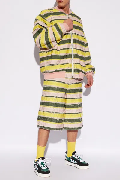 Khrisjoy Striped Distressed Oversize Denim Jacket In Multicolour