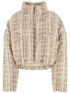 Khrisjoy Tweed Embroidered Short Down Jacket In Neutrals