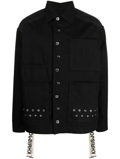 Khrisjoy Eyelet-embellished Military Jacket In Black