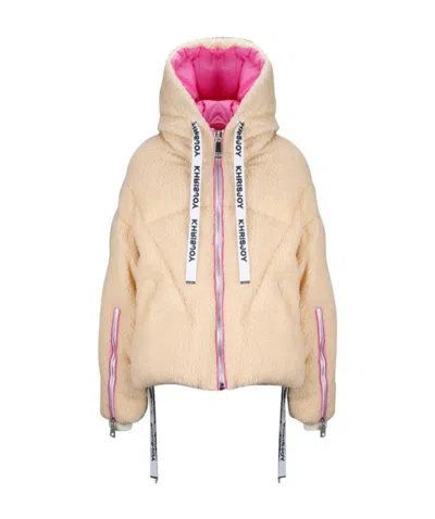 Khrisjoy Faux Shearling Puffer Jacket In Nude