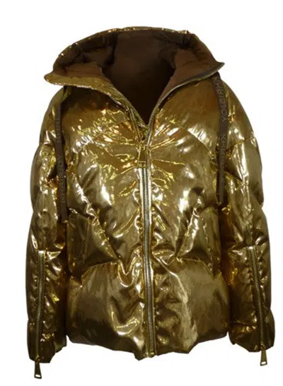 Khrisjoy Gold Polyester Down Feather Jacket In Brown