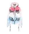 Khrisjoy Graffiti Logo Hooded Down Jacket In Multicolor