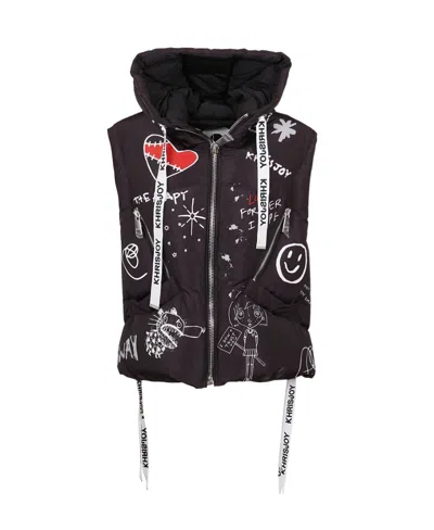 Khrisjoy Graffiti-print Down-feather Jacket In Black