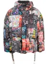 Khrisjoy Graffiti-print Down Puffer Jacket In Black