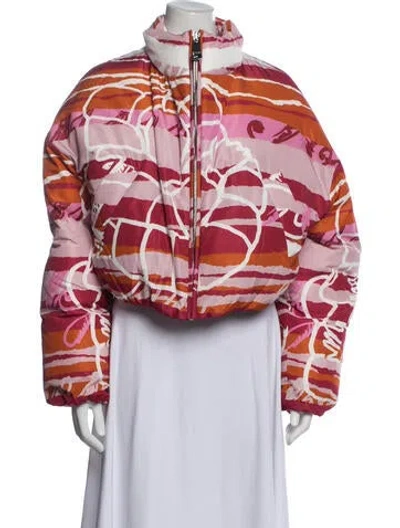 Pre-owned Khrisjoy Graphic Print Down Jacket W/ Tags In Pink