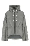 Khrisjoy Nylon Down Jacket With Hood And Padded Design In Gray