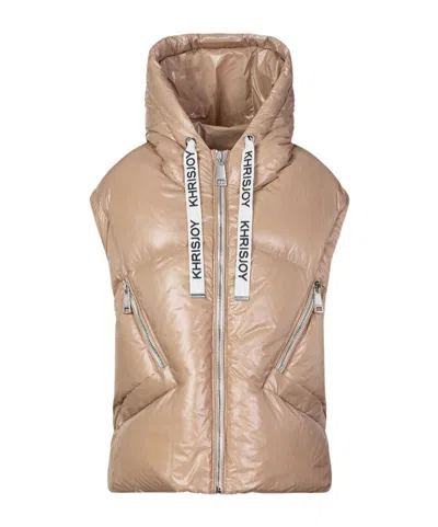 Khrisjoy Hooded Down Vest In Nude