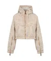 Khrisjoy Tweed Embroidered Short Down Jacket In Nude