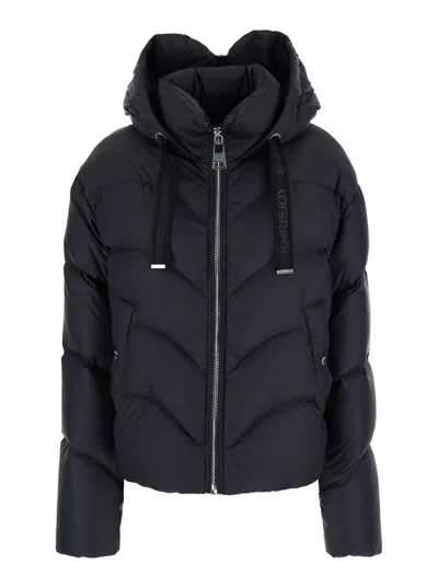 KHRISJOY 'HUG' BLACK QUILTED DOWN JACKET WITH HOOD IN TECH FABRIC WOMAN
