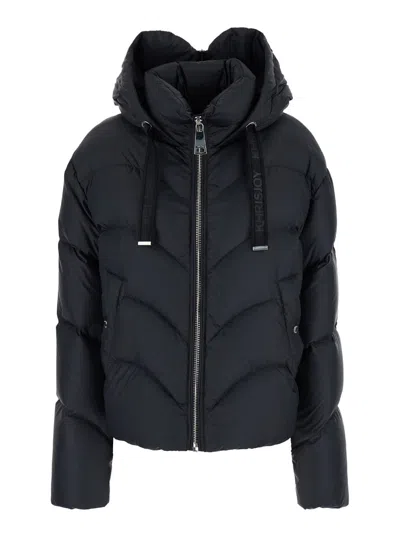 KHRISJOY HUG BLACK QUILTED DOWN JACKET WITH HOOD IN TECH FABRIC WOMAN