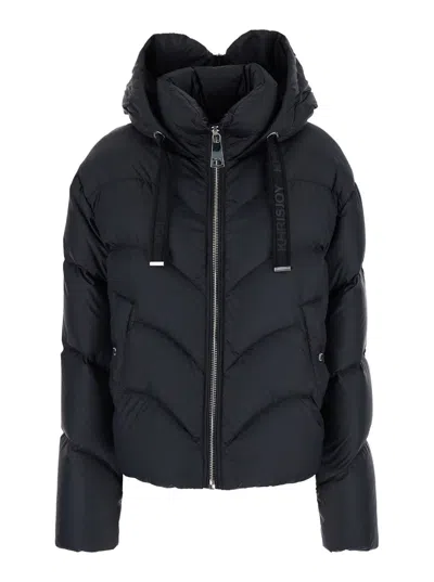 KHRISJOY KHRISJOY WOMEN 'HUG' BLACK QUILTED DOWN JACKET WITH HOOD IN TECH FABRIC WOMAN