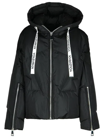 Khrisjoy Black Down Jacket With Branded Drawstring In In Tech Fabric Woman