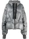 Khrisjoy Iconic Metallic-effect Padded Jacket In Grey