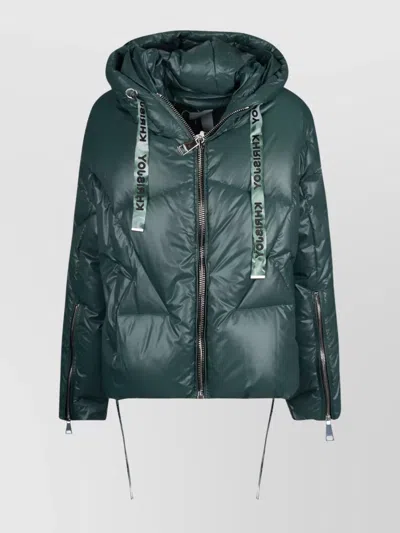 Khrisjoy Iconic Shiny Puff Coat Hooded In Green