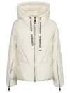 Khrisjoy White Down Jacket With Branded Drawstring In Beige