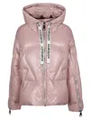 Khrisjoy Cozy Puffer Jacket With Drawstring Hood And Shiny Finish In Multicolor
