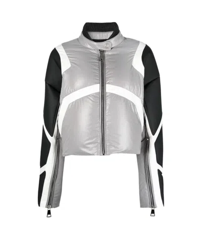 Khrisjoy Khris Crop Biker Puffer Jacket In Gray