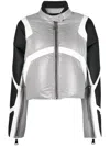 Khrisjoy Khris Crop Biker Puffer Jacket In Grey