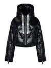 Khrisjoy 'khris' Black Cropped Down Jacket With Logo Detail In Tech Fabric Woman In Black