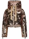 Khrisjoy Embellished Sequin Hooded Cropped Down Jacket In Beige