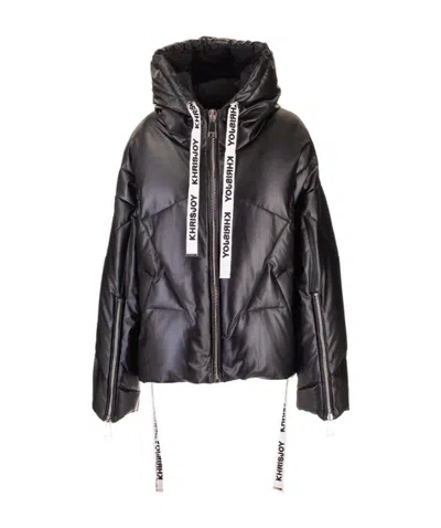 Khrisjoy Khris Eco Leather Puffer Jacket In Black