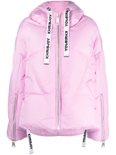 Khrisjoy Khris Iconic Hooded Puffer Jacket In Pink