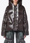 Khrisjoy Iconic Milano Down Jacket In Shiny Nylon In Brown