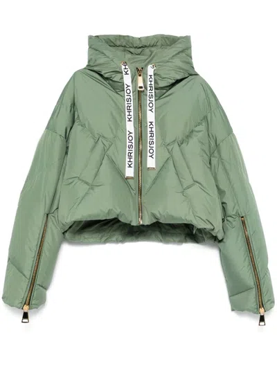 Khrisjoy Hooded Short Puffer Jacket Polyester In Green