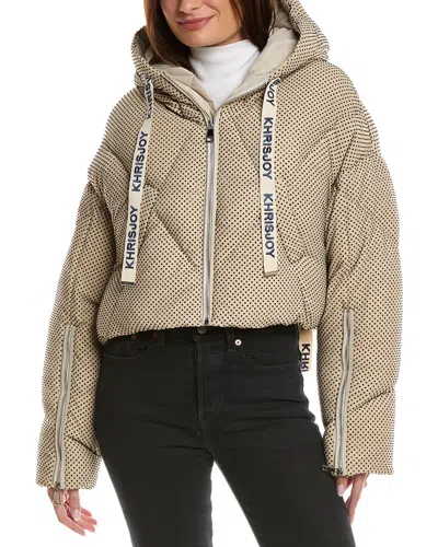 Khrisjoy Khris Rhinestone Crop Puffer Down Jacket In Brown