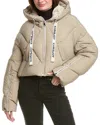 Khrisjoy Khris Rhinestone Crop Puffer Down Jacket In Neutral